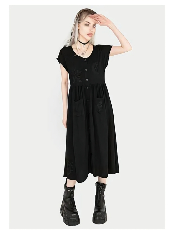 Disturbia Dresses & Skirts - Disturbia Black Button-Front Midi Dress